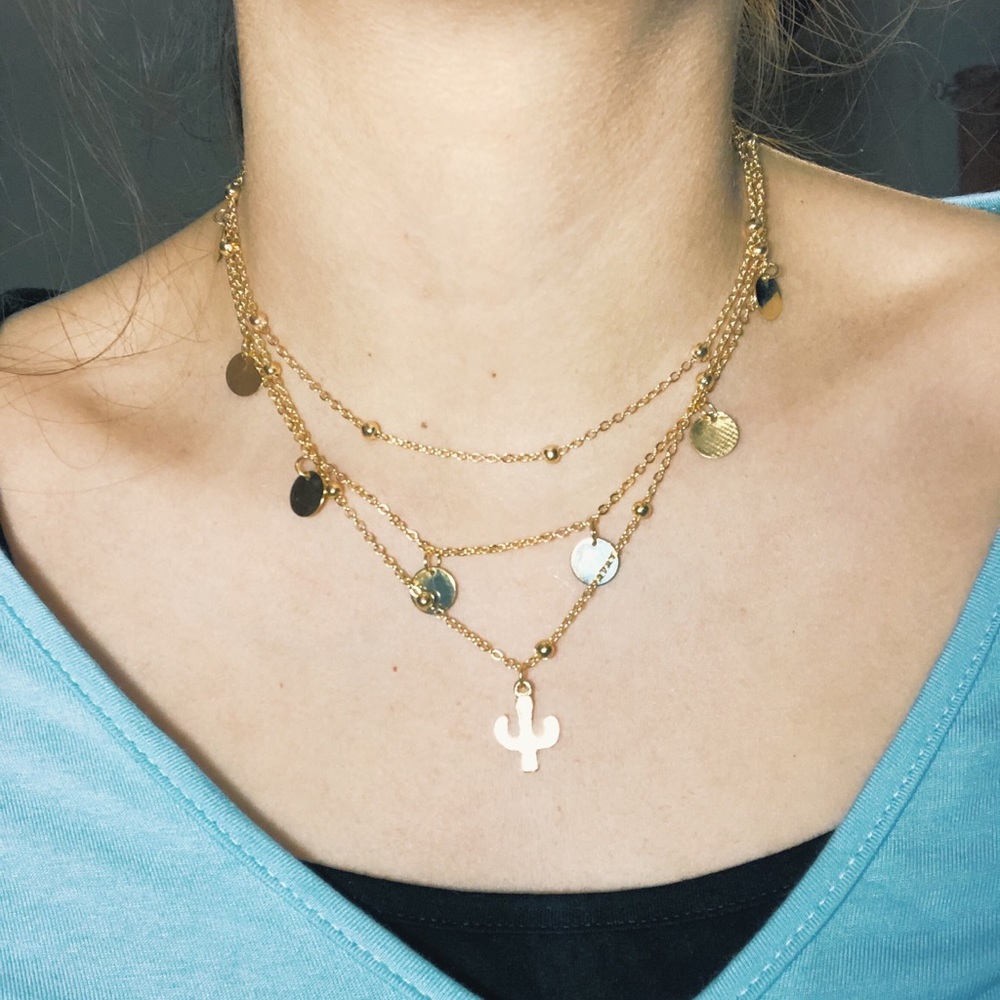 Cactus layered necklace